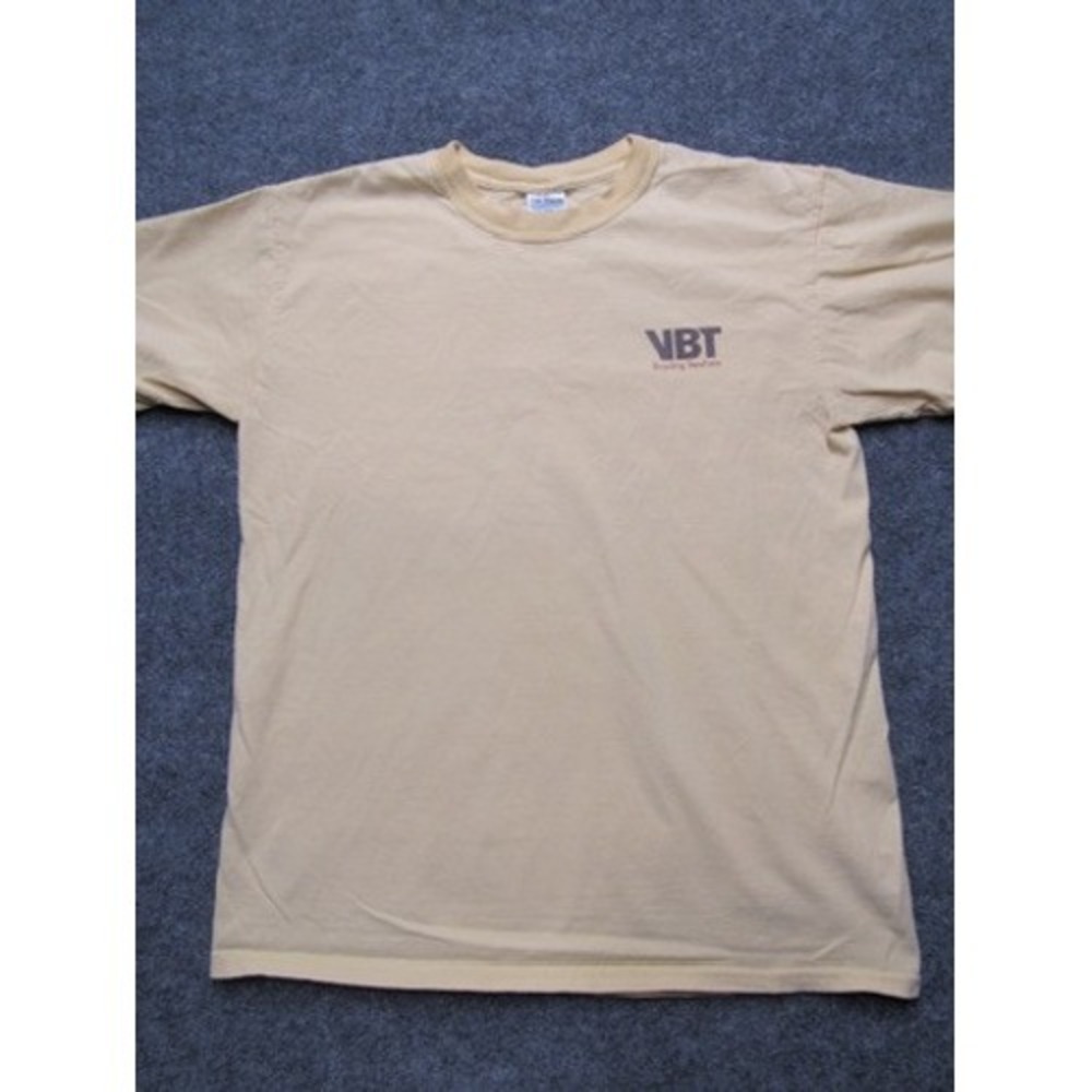 Vintage 2004 VBT Bicycling Vacations T-Shirt Mens M Tan Gildan Graphic Tee